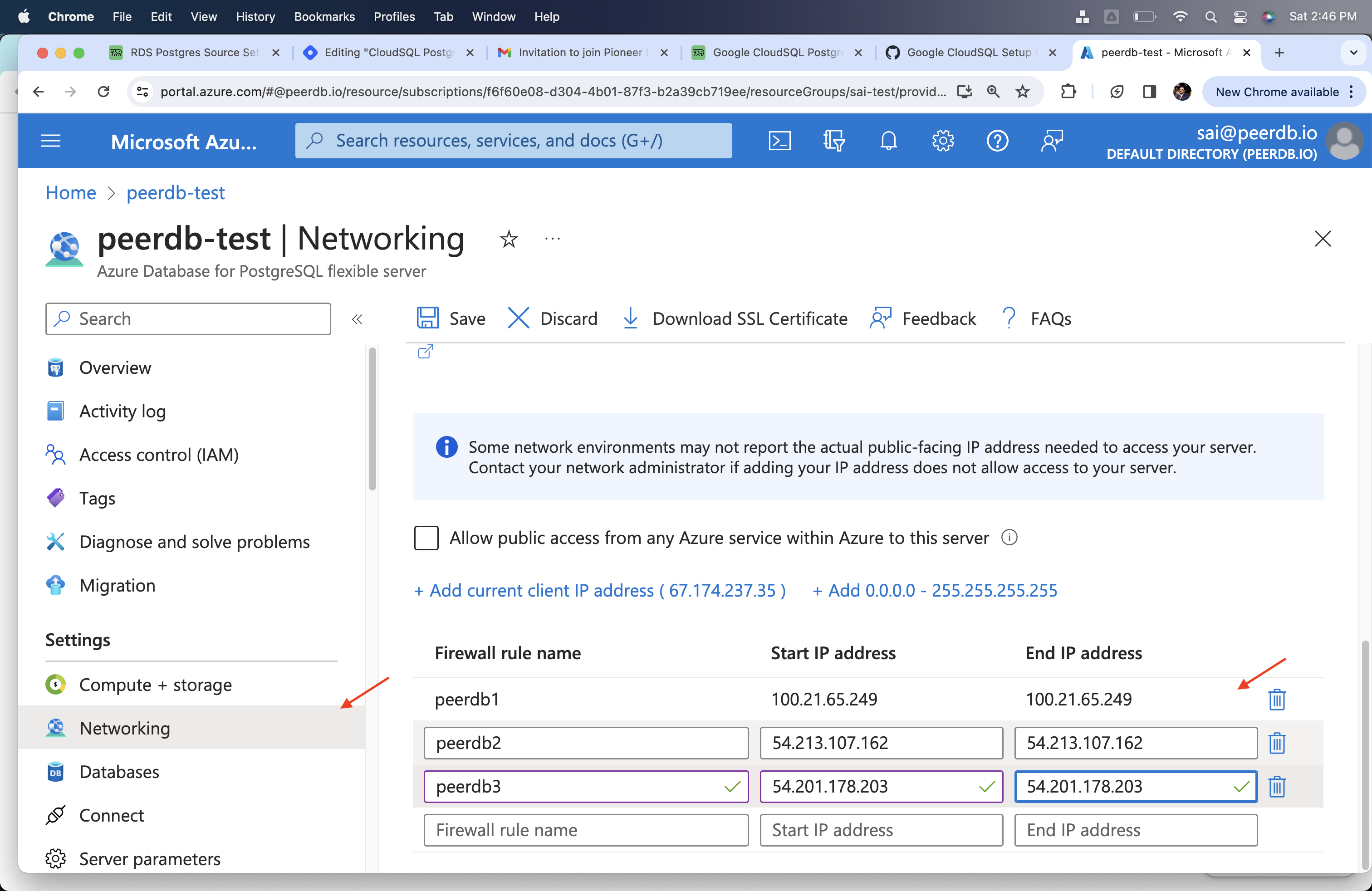 Add ClickPipes IPs to Firewall in Azure Flexible Server for Postgres