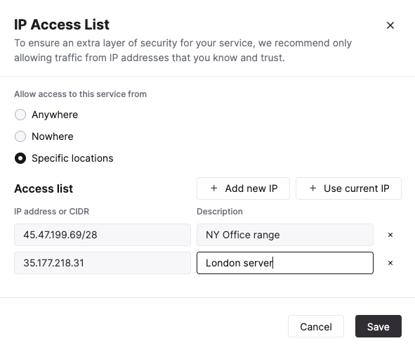 Adding a single IP to the access list in ClickHouse Cloud