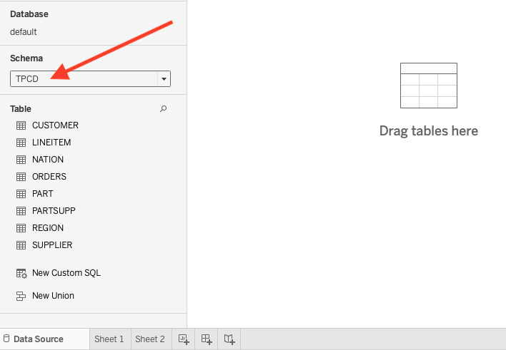 Select TPCD for the Schema